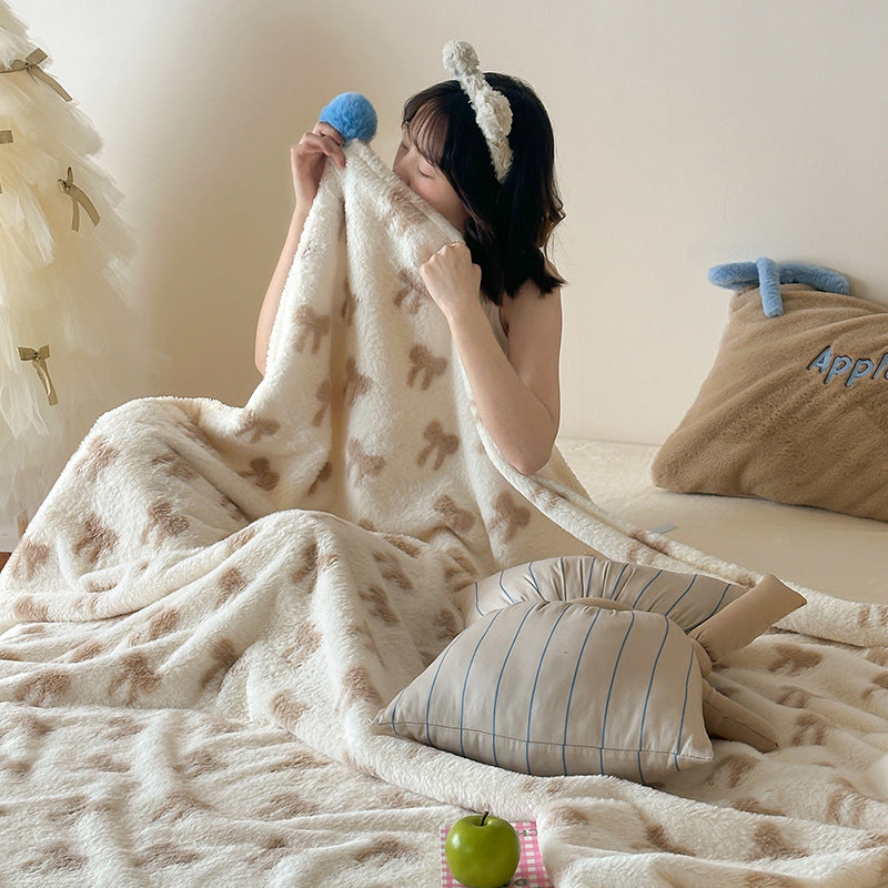 Colorful Polka Dot Pom Pom Throw Blanket