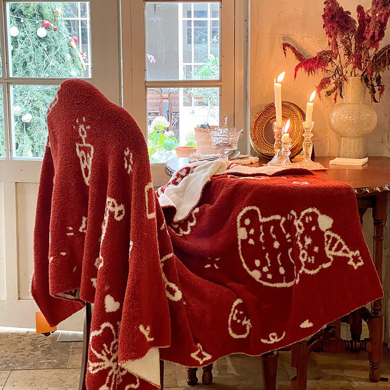 Christmas Red Reversible Throw Blanket