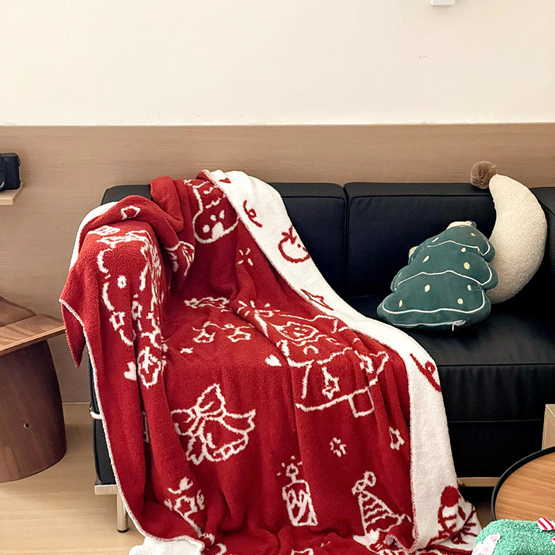 Christmas Red Reversible Throw Blanket
