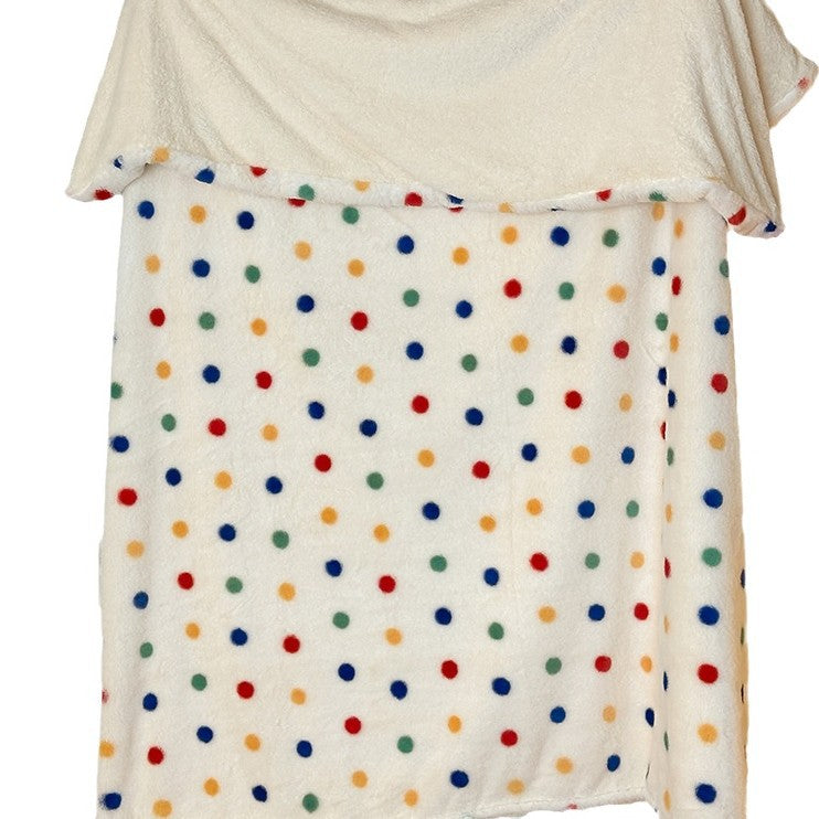 Colorful Polka Dot Pom Pom Throw Blanket