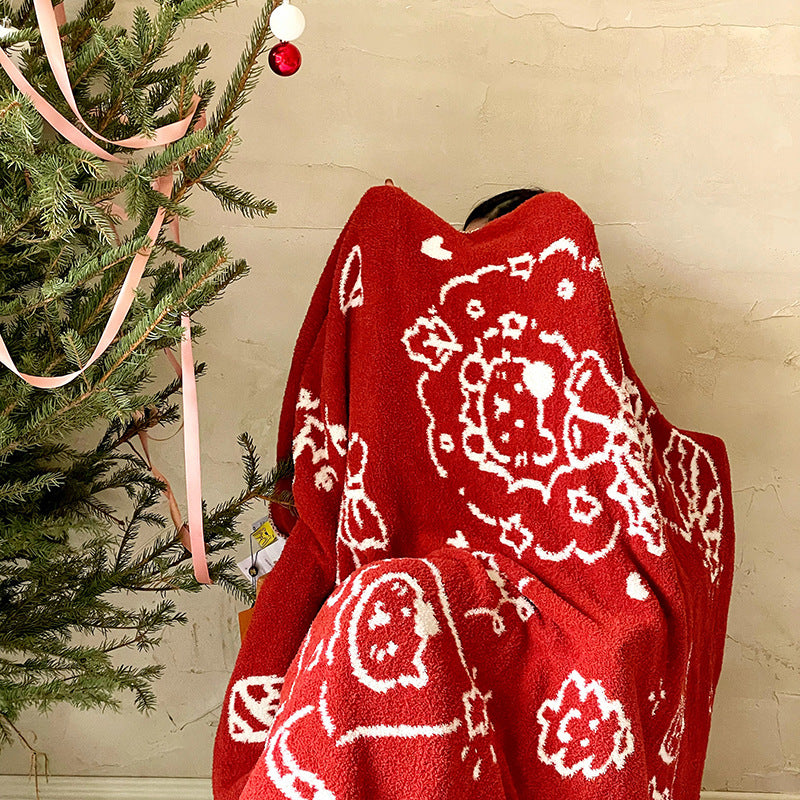 Christmas Red Reversible Throw Blanket