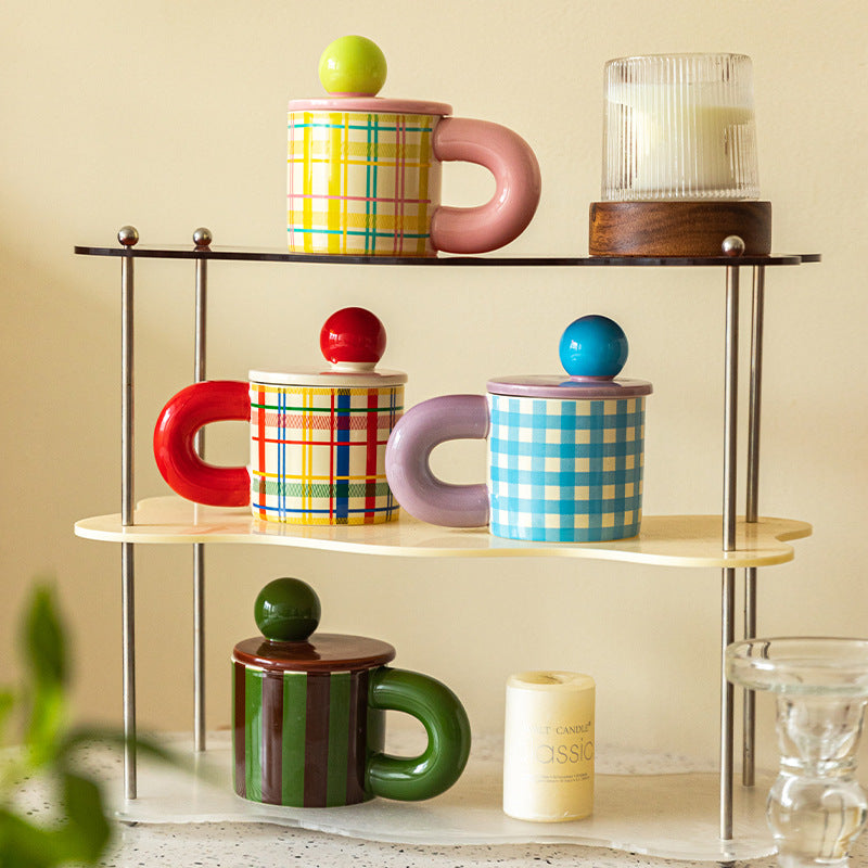 Rainbow Plaid Ceramic Cug