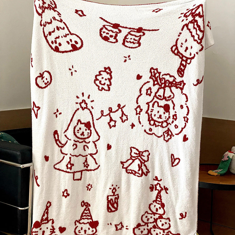 Christmas Red Reversible Throw Blanket