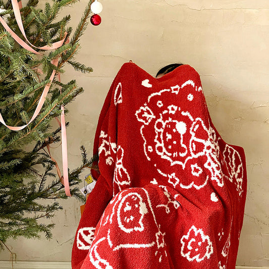 Christmas Red Reversible Throw Blanket